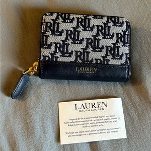 Lauren Ralph Lauren Zip Monogram Jacquard Small Wallet